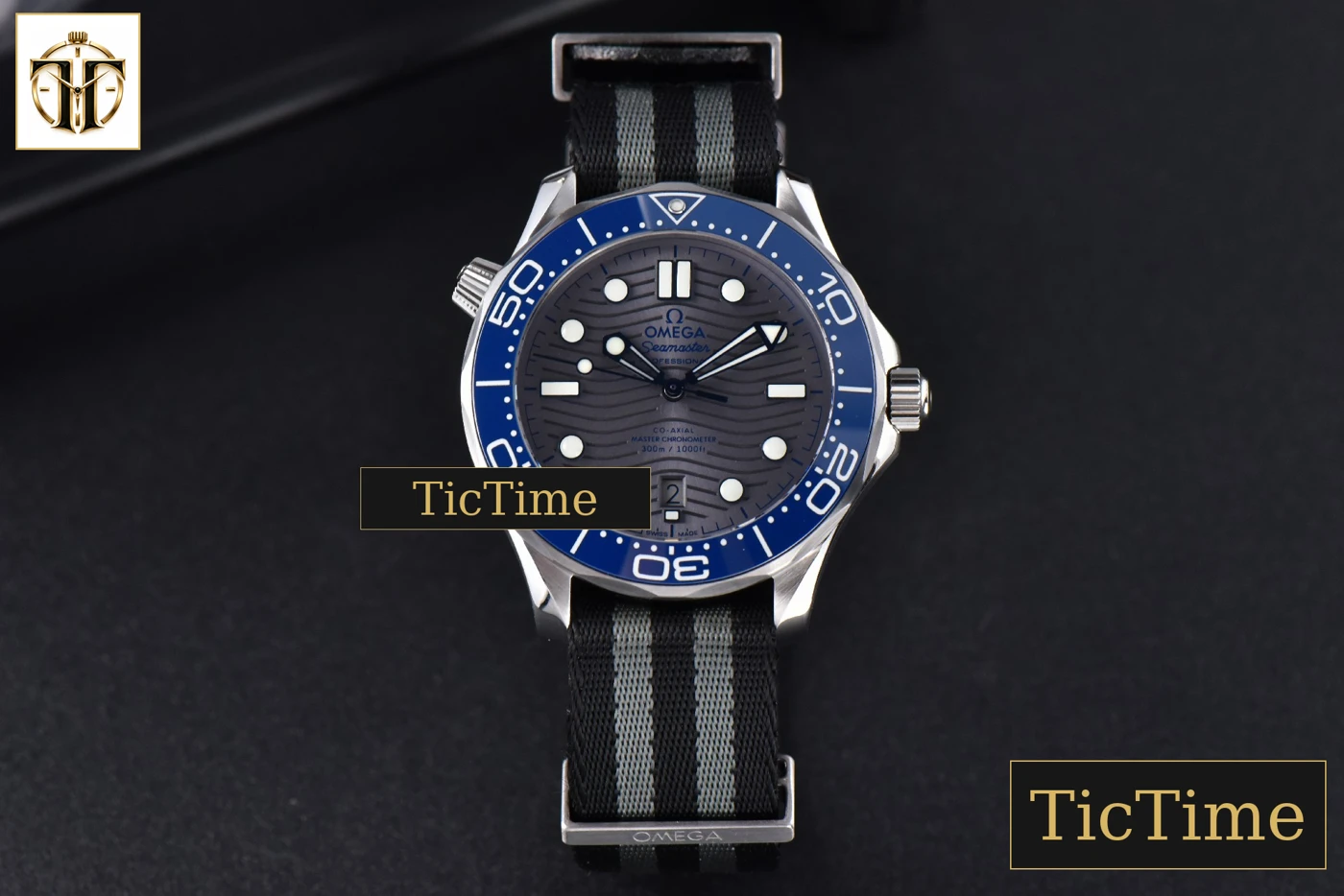 Vista frontal — Seamaster Diver 300M 42mm VSF Gray Dial Nylon Strap A8800