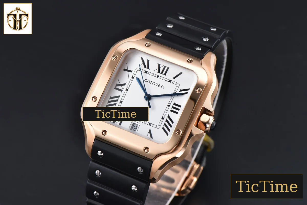 Santos de Cartier XL 40mm AF RG White Dial Black Rubber Strap Miyota 9015 — foto 3