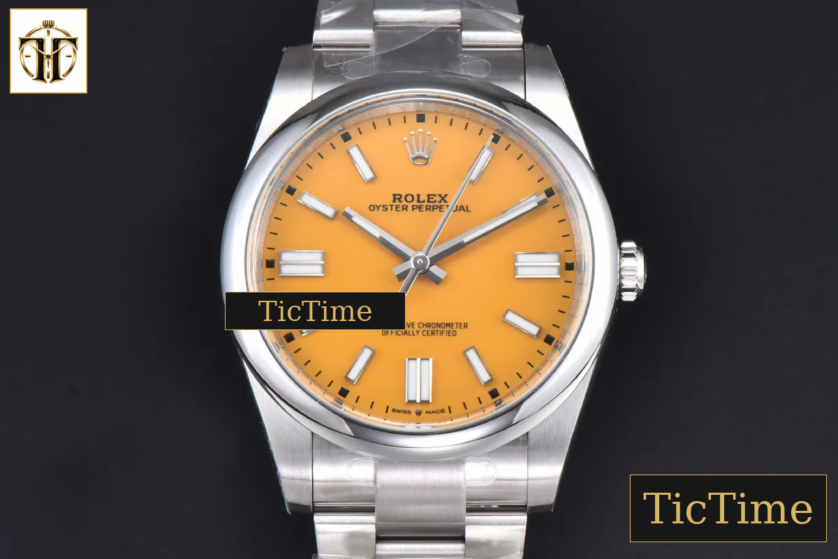 Oyster Perpetual 904L 124300 41mm Clean Factory Yellow Dial SS Bracelet VR3230 — foto 2
