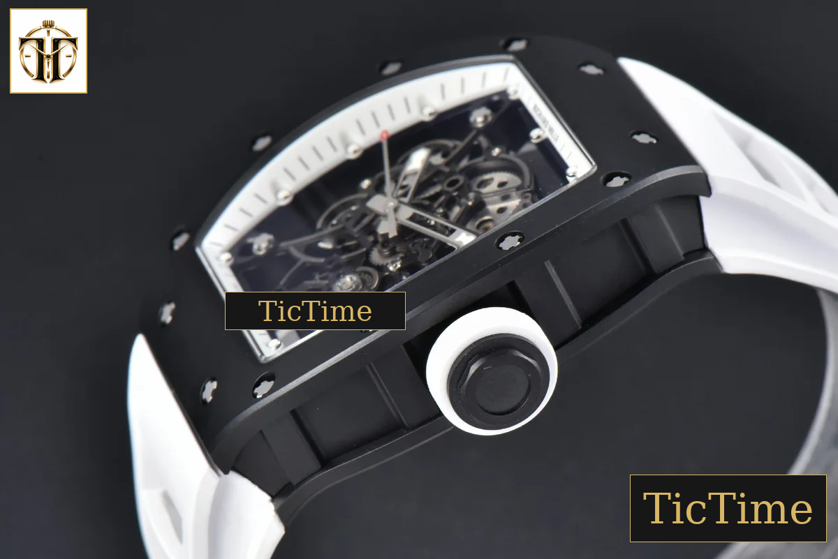 RM055 42.7mm BBRF Black NTPT White Skeleton Dial White Rubber Strap RMUL2 — foto 13
