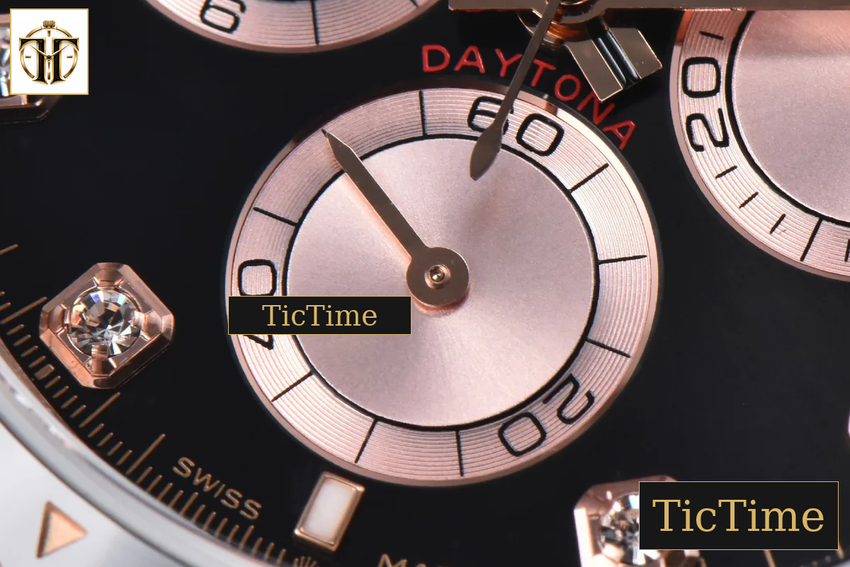Daytona 126515 40mm BPF RG Black Bezel Black Dial RG Subdial Diamond Marker Black Oysterflex Strap SH4131 — foto 8