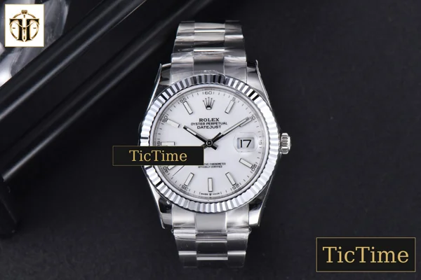 Foto frontal — DateJust Fluted Bezel 126334 41mm VSF White Dial Oyster Bracelet VS3235