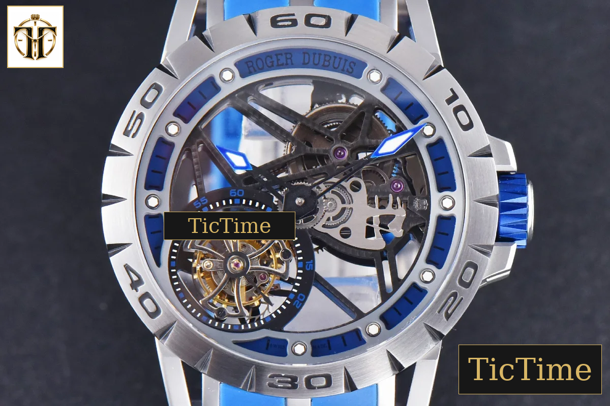 Excalibur Sports Tourbillon 46mm JBF Titanium Skeleton Dial Blue Crown Blue Rubber Strap — foto 2