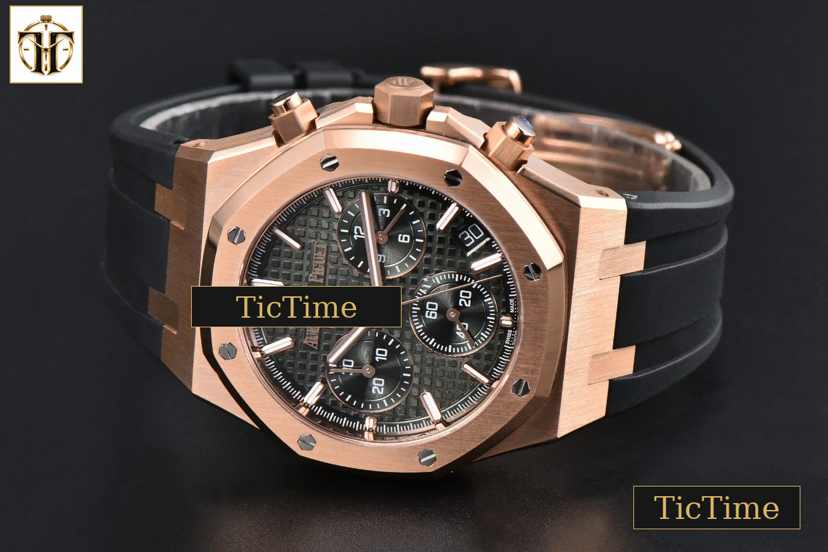 Royal Oak Chronograph 26240 41mm APSF RG Green Checkered Dial Green Subdial Black Rubber Strap V2 SH4401 — foto 14