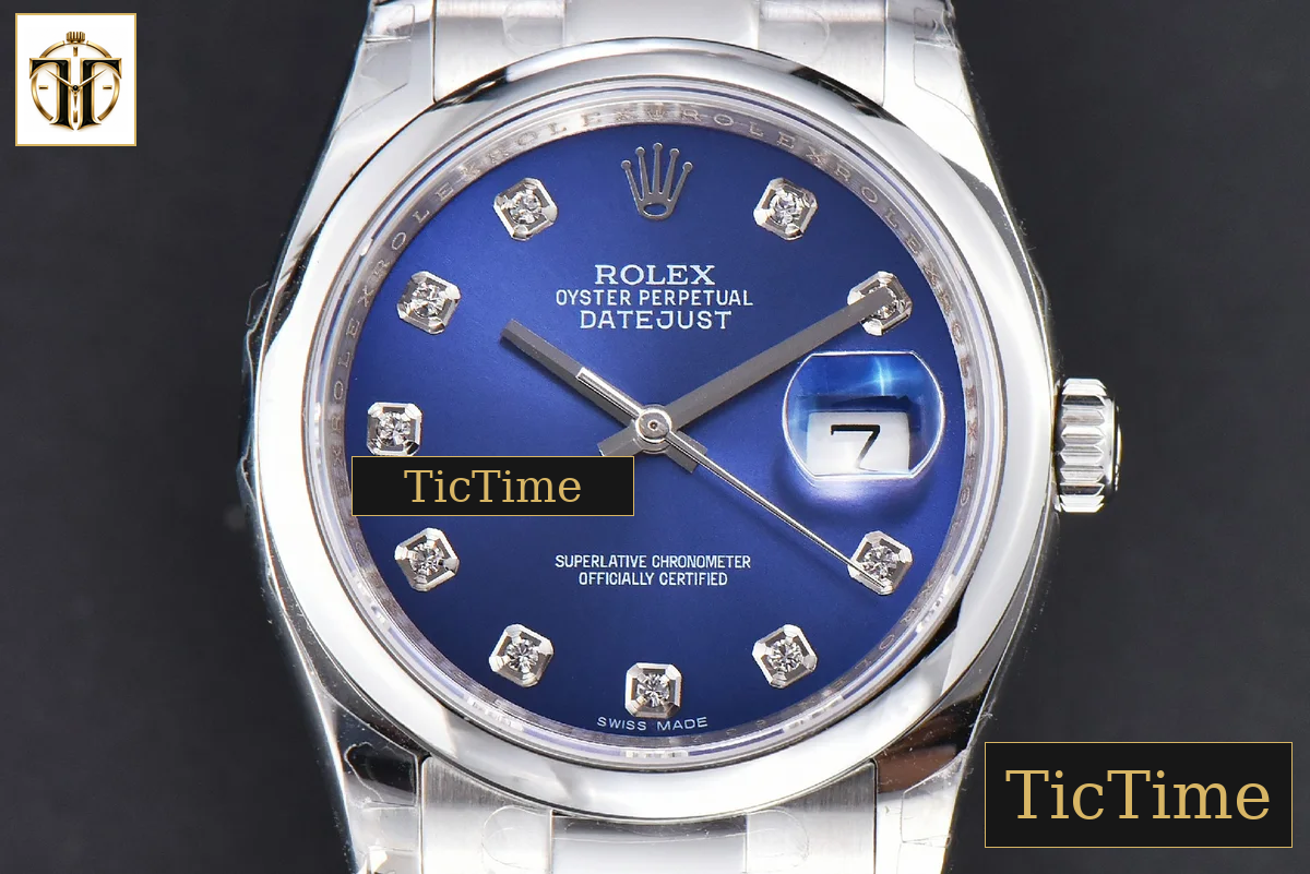 DateJust 36mm GMF SS Smooth Bezel Blue Dial Diamond Marker Oyster Bracelet VR3235 — foto 16