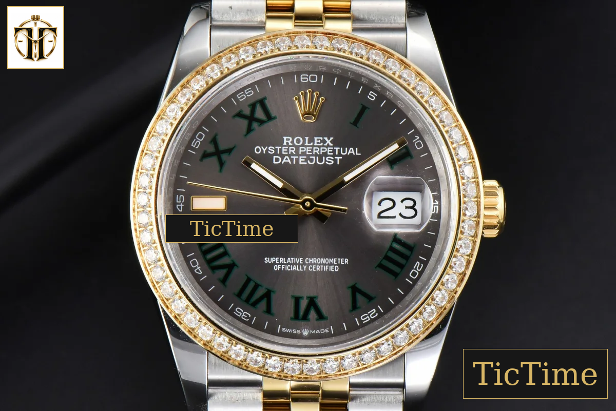 DateJust 36mm BPF YG/SS Diamond Wimbledon Gray Dial Green Marker Jubilee Bracelet A2824 — foto 2