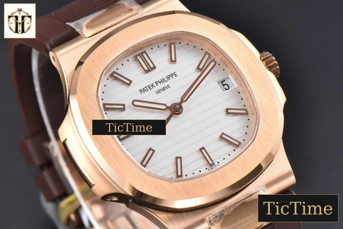 Nautilus 5711R 40mm PPF RG White Dial Brown Rubber Strap V5 A324SC — foto 11