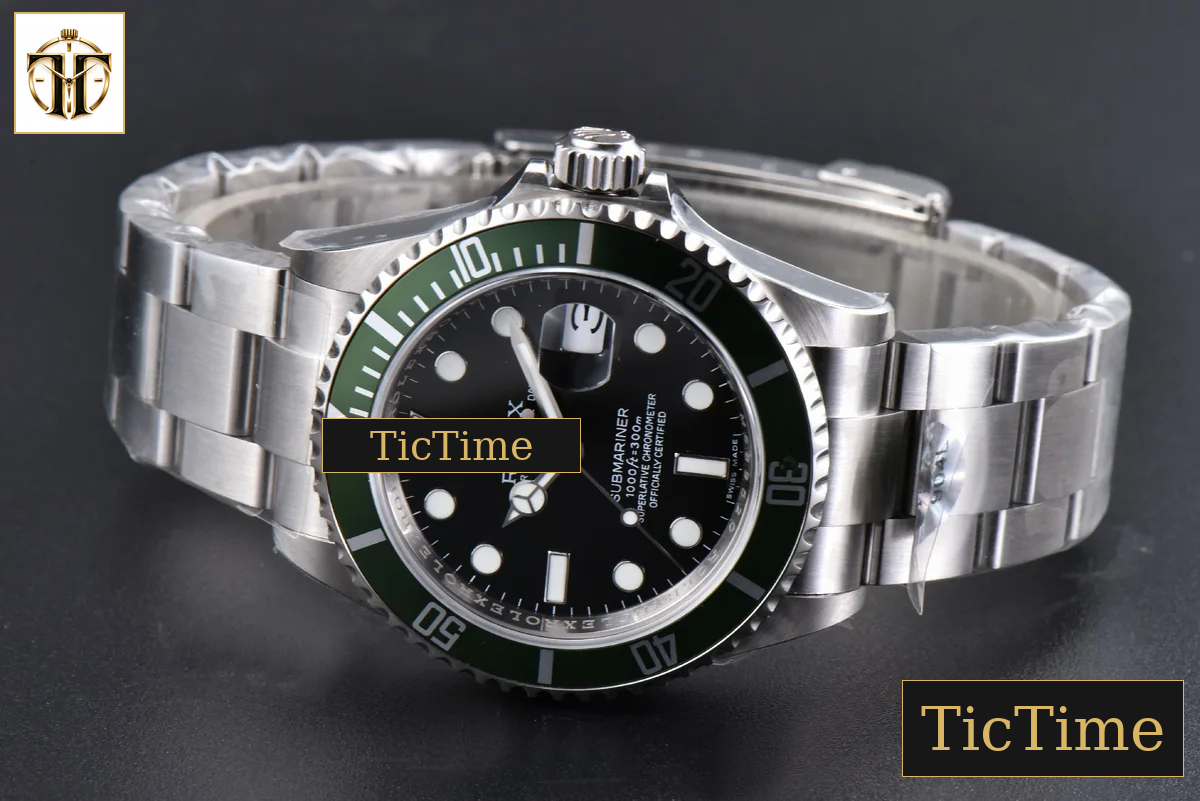 Submariner LV 16610 40mm RAF Green Bezel 904L SS Bracelet Rehaut SH3135 — foto 16