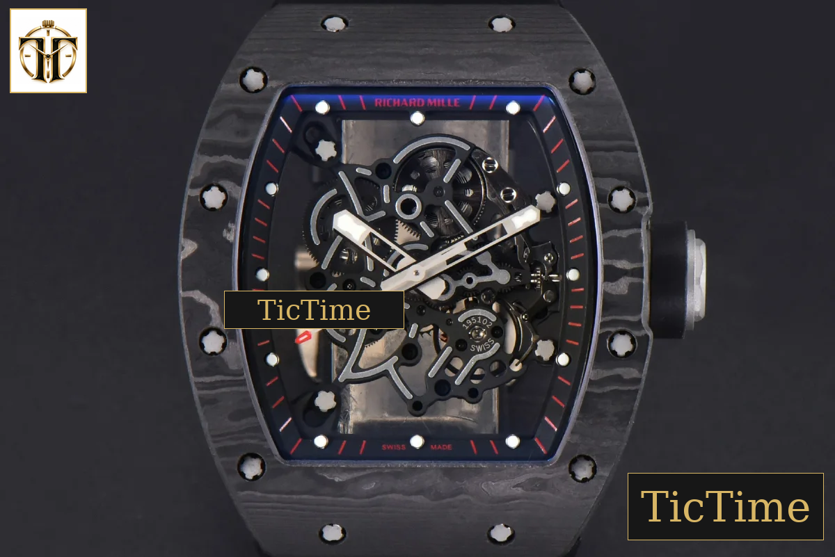 NTPT RM055 43mm ZF Black Bezel Black Crown Black Rubber Strap V6 RMUL2 — foto 2