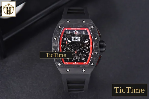 Foto frontal — NTPT Chrono RM011 KVF Red Skeleton Dial Black Crown Black Rubber Strap V2 A7750