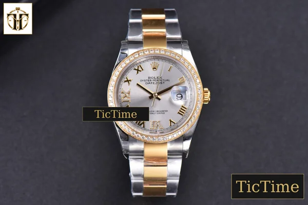 Foto frontal — DateJust 36mm EWF SS/YG Silver Dial Diamond Roma Marker Diamond Bezel Oyster Bracelet A3235