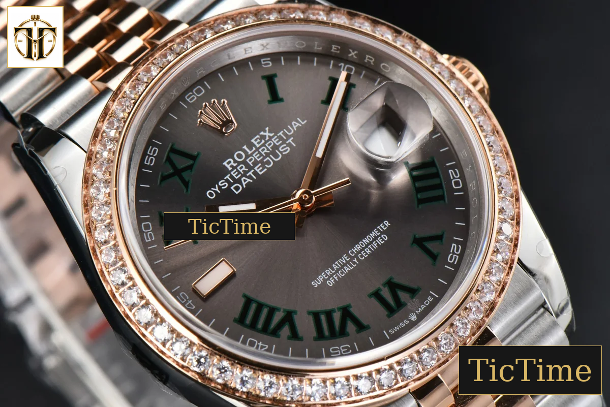 DateJust 36mm BPF RG/SS Diamond Bezel Gray Wimbledon Dial Jubilee Bracelet A2824 — foto 11
