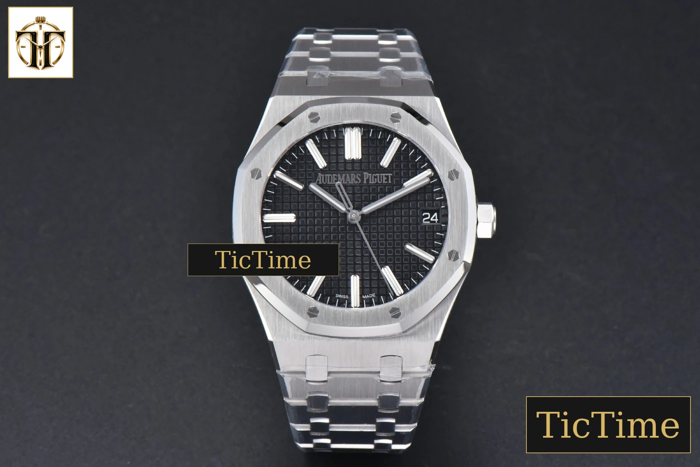 Vista frontal — Royal Oak ’50th Anniversary’ 15510 41mm ZF Black Dial SS Bracelet SA4302