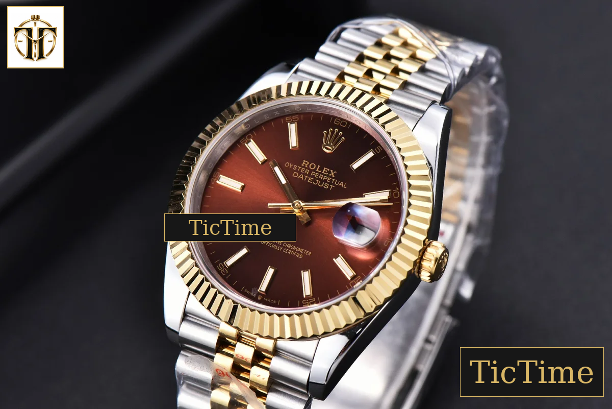 Datejust 41mm GMF YG/SS Brown Dial Stick Marker Fluted Bezel Jubille Bracelet VR3235 — foto 5