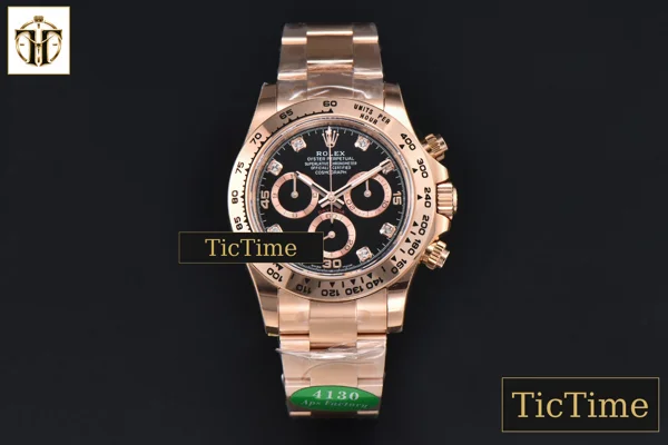 Foto frontal — Daytona 116505 APSF RG Black Dial Diamond Marker RG Bracelet SH4130