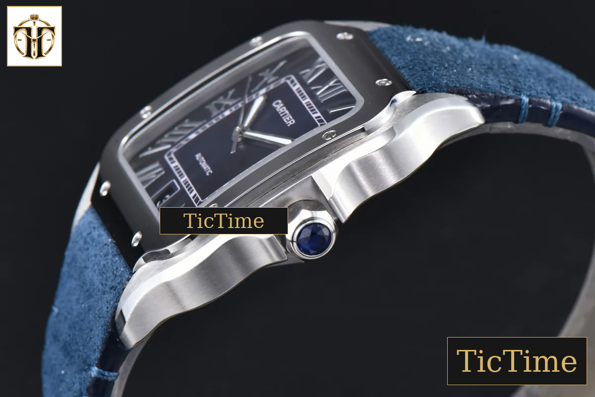Santos de Cartier XL 40mm AF SS Blue Dial Blue Leather Strap Miyota 9015 — foto 9