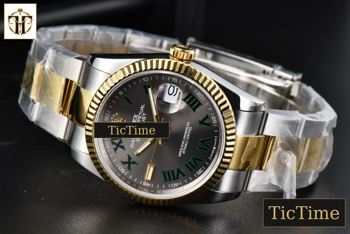 DateJust 36mm BPF YG/SS Wimbledom Gray Dial Green Roma Marker Oyster Bracelet 2824 — foto 14