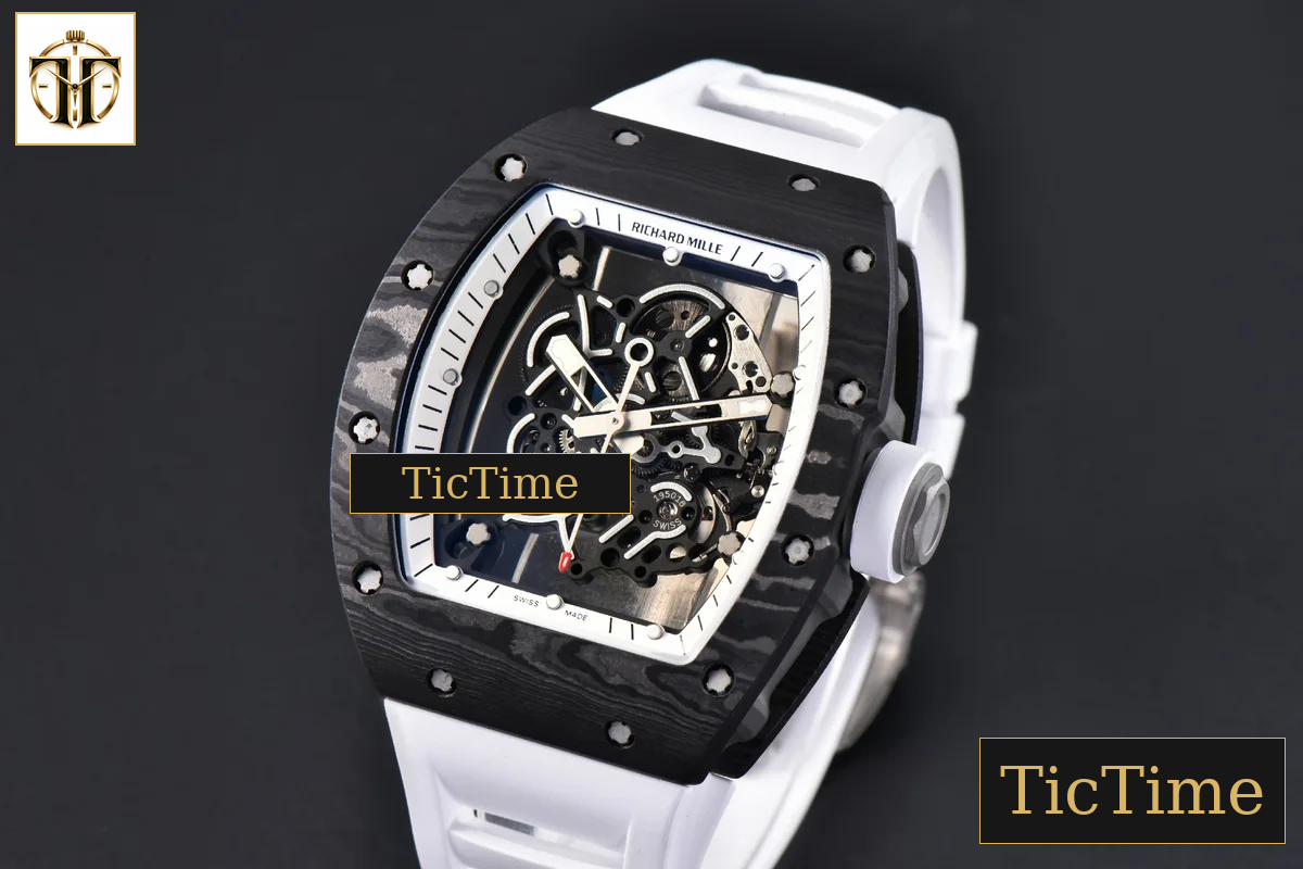 NTPT RM055 43mm ZF White Bezel White Crown White Rubber Strap V6 RMUL2 — foto 5