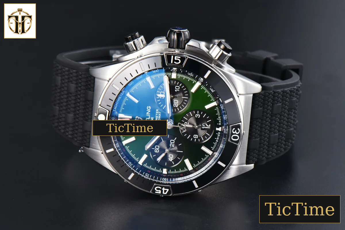 Chronomat B01 44mm BLSF Black Bezel Green Dial Rubber Strap 7750 — foto 13