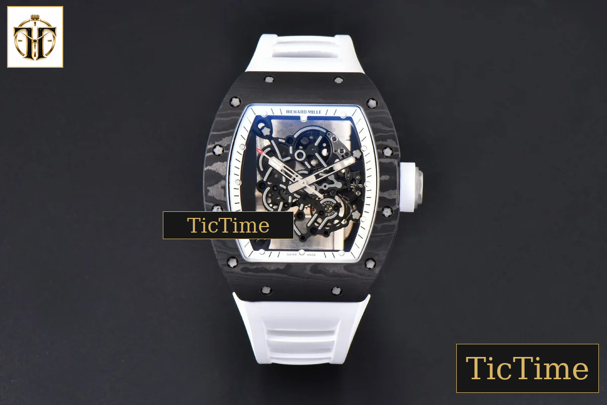NTPT RM055 43mm ZF White Bezel White Crown White Rubber Strap V6 RMUL2 — foto 3