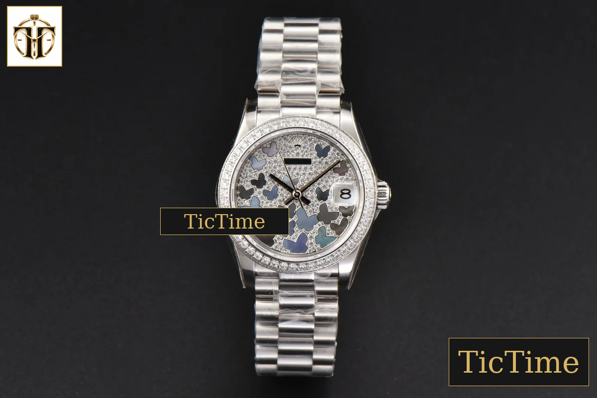 DateJust Ladies 904L 31mm WF Diamond Butterfly Dial President Bracelet A2671 — foto 3