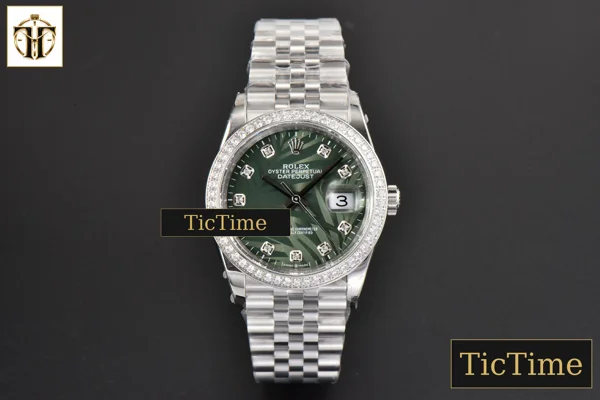 Foto frontal — DateJust 36mm BPF Diamond Green Plam Dial Diamond Marker Jubilee Bracelet 2824