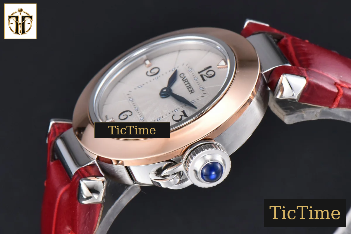 Pasha Ladies 30mm AF RG White Dial Red Leather Strap Jap Quartz — foto 9