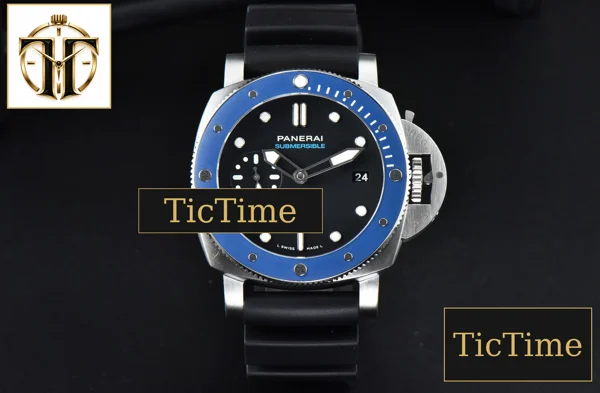 Foto frontal — Submersible PAM1209 42mm VSF Black Dial Blue Bezel Black Rubber Strap P9000