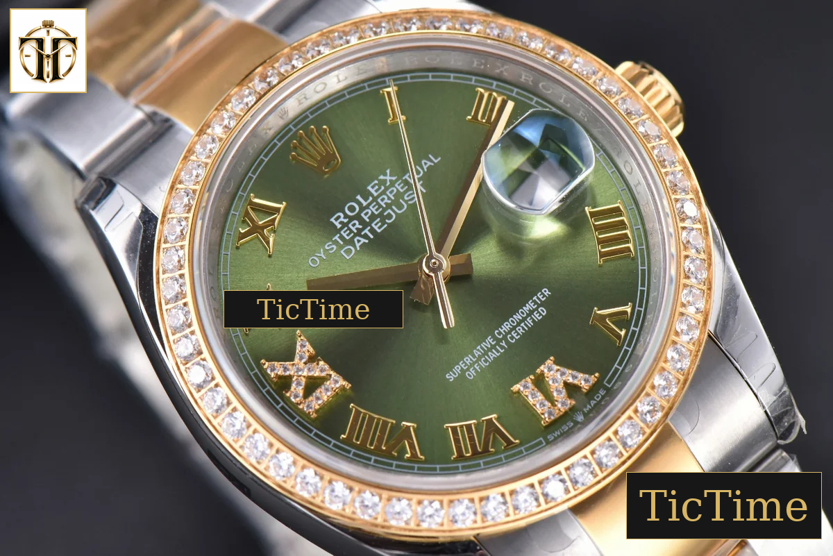 DateJust 36mm EWF SS/YG Green Dial Diamond Roma Marker Diamond Bezel Oyster Bracelet A3235 — foto 11