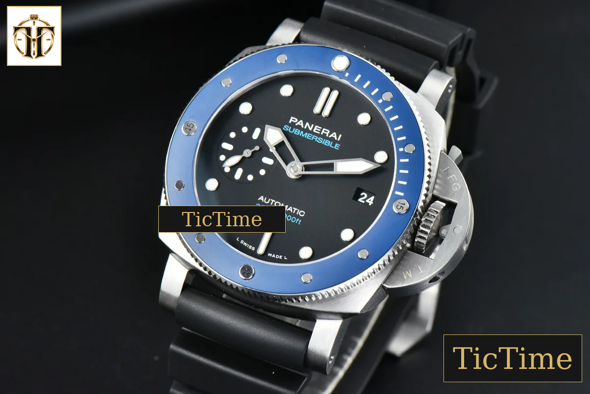 Submersible PAM1209 42mm VSF Black Dial Blue Bezel Black Rubber Strap P9000 — foto 4