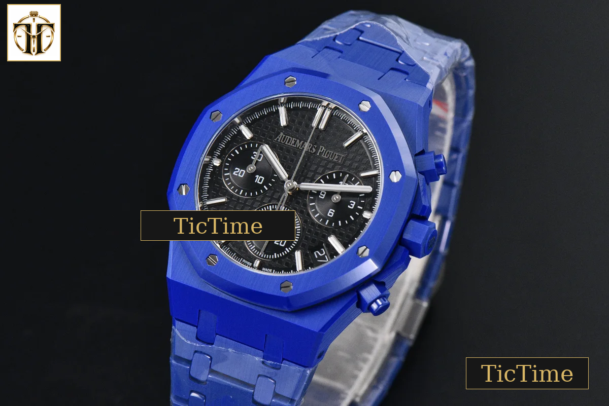 Royal Oak Chronograph 26240 41mm APSF Blue Ceramic Black Checkered Dial Black Subdial Ceramic Bracelet V2 Free Sprung SH4401 — foto 4