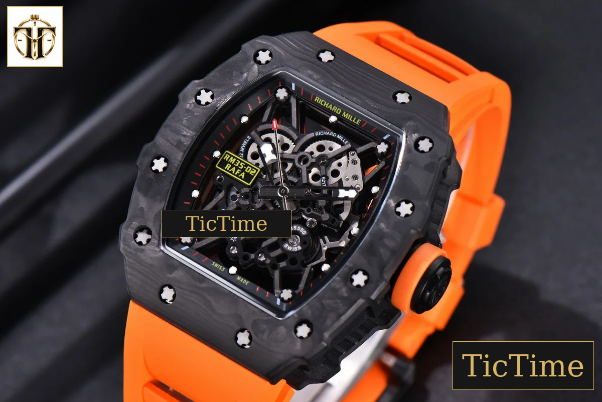 RM035-02 KVF Skeleton Dial Orange Orange Rubber Strap V3 Miyota8215 — foto 4