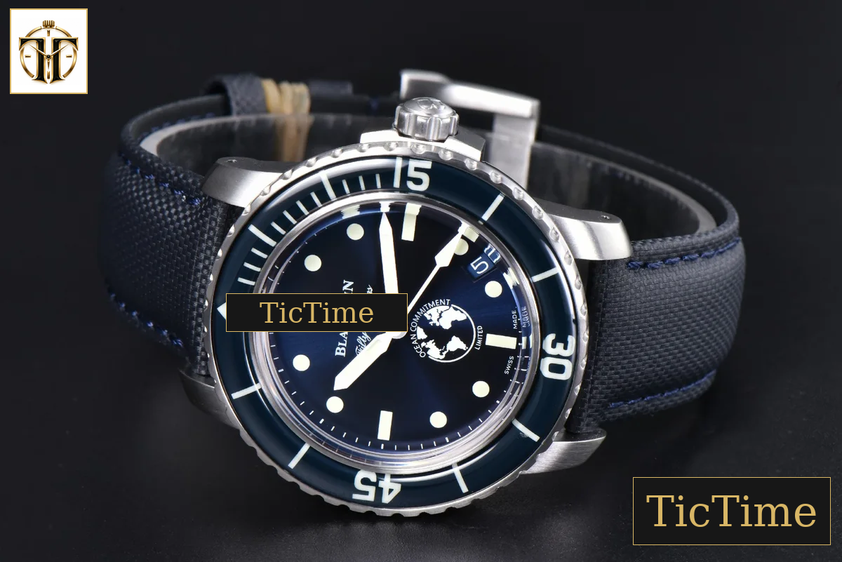 Fifty Fathoms Ocean Commitment 41mm ZF Blue Dial Nylon Strap A23J — foto 13