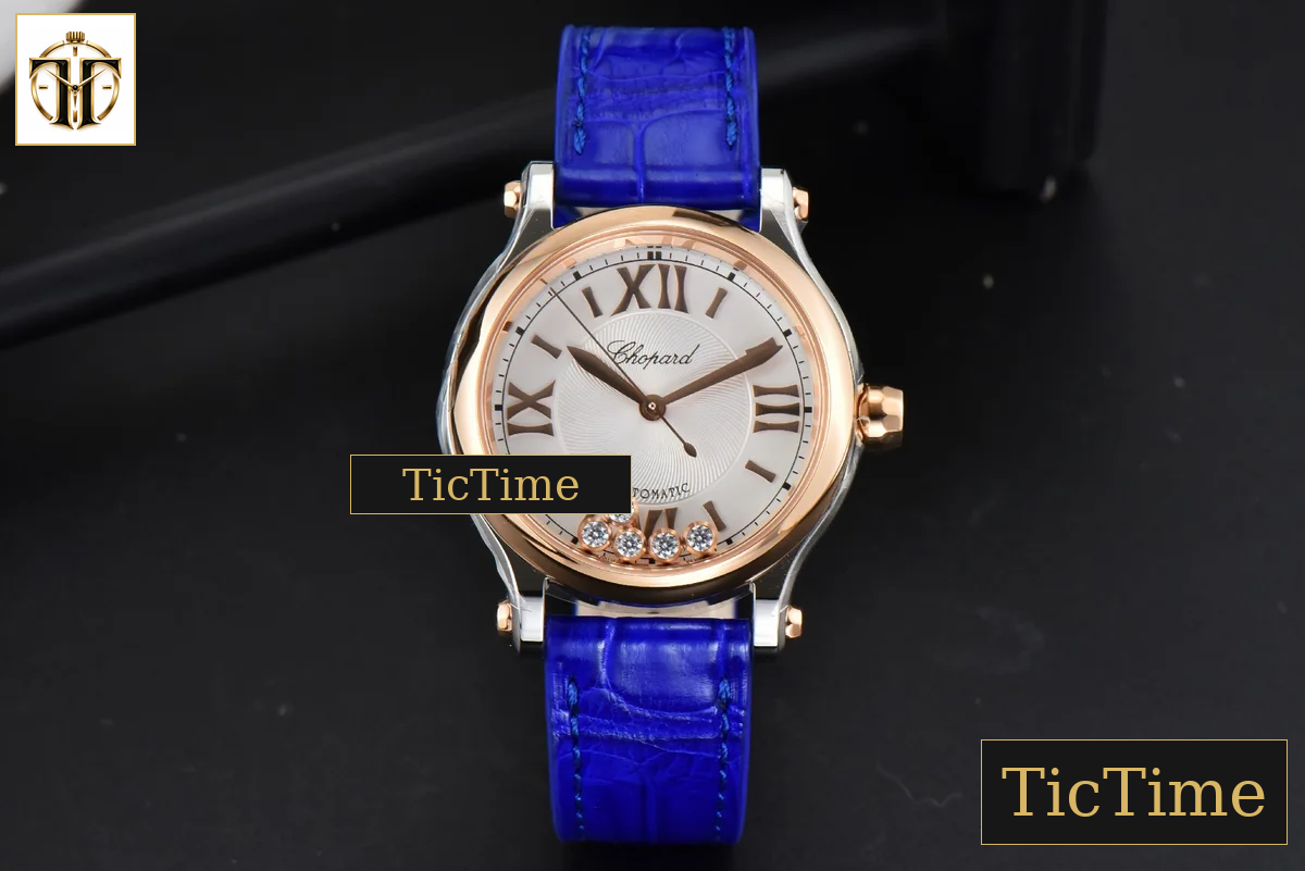 Happy Sport Automatic 33mm HWF RG/SS White Dial Light Blue Leather Strap A2892 — foto 3
