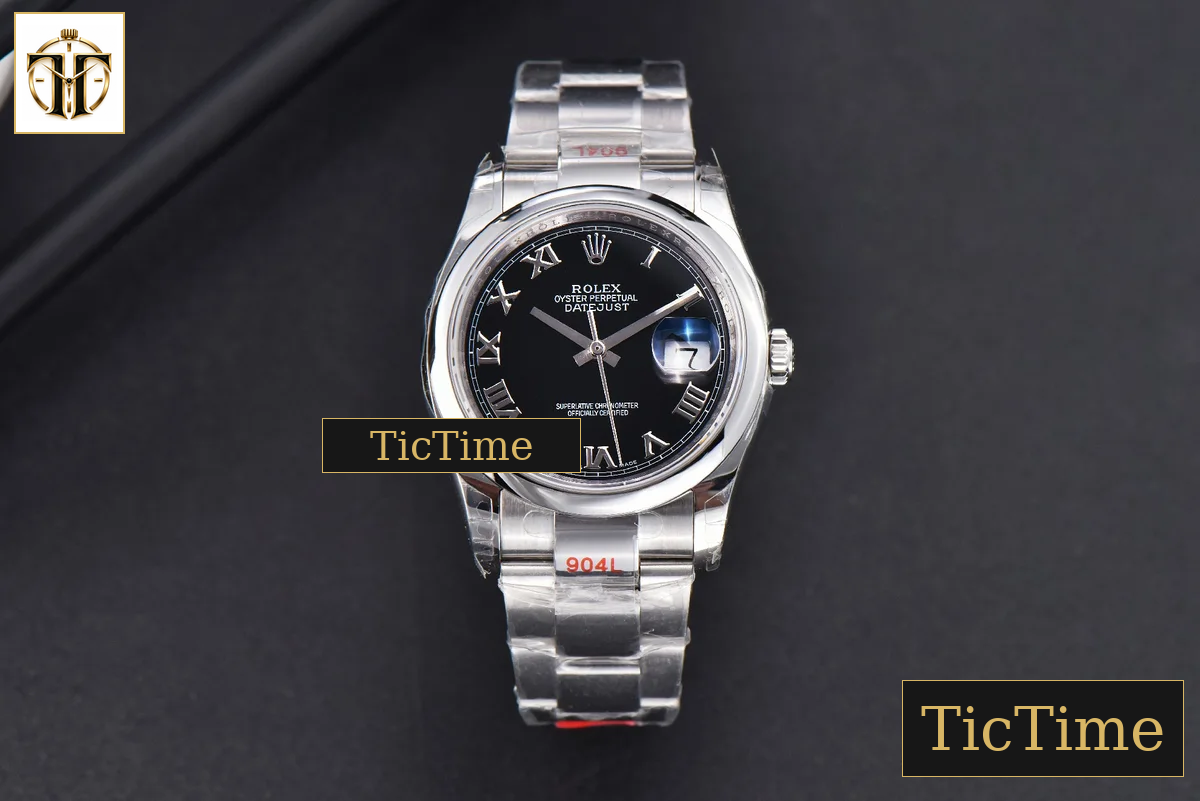 DateJust 36mm GMF SS Smooth Bezel Black Dial Roma Marker Oyster Bracelet VR3235 — foto 2
