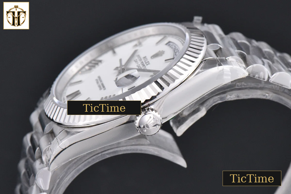 DayDate Weighted 40mm VSF White Dial Roman Marker President Bracelet DD3255 — foto 13