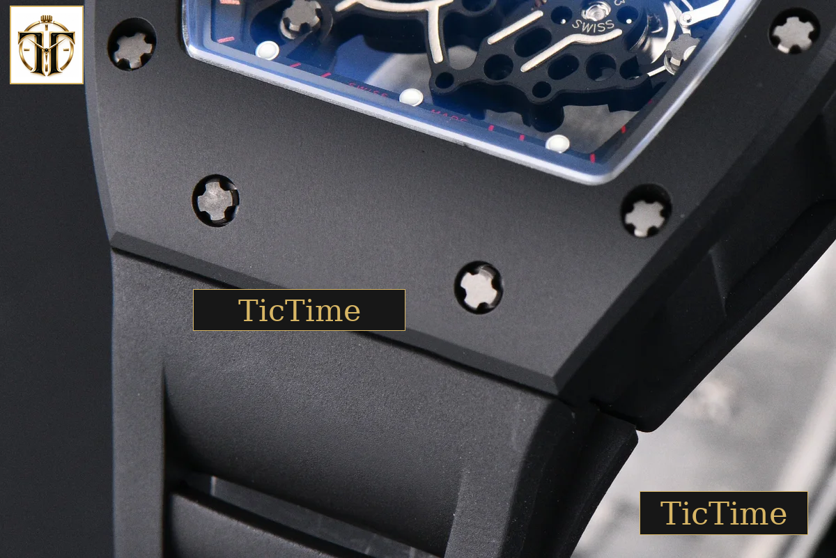 RM055 42.7mm APSF Ceramic Black Bezel Black Skeleton Dial Black Crown Black Rubber Strap RMUL2 — foto 12