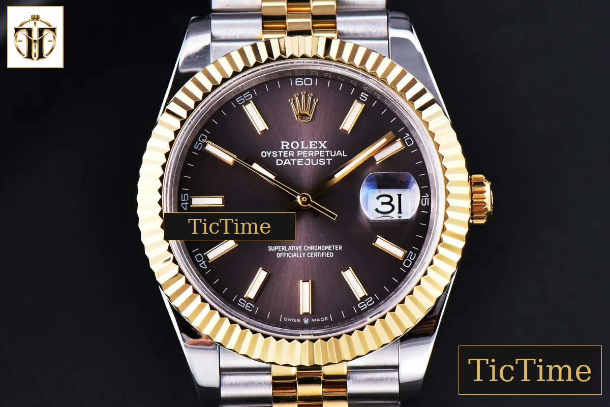 Datejust 41mm GMF YG/SS Gray Dial Stick Marker Fluted Bezel Jubille Bracelet VR3235 — foto 2
