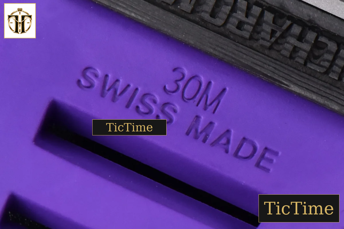 RM035-02 42mm T+F Black Forged Carbon Skeleton Dial Green Crown Purple Rubber Strap RMUL2 — foto 25