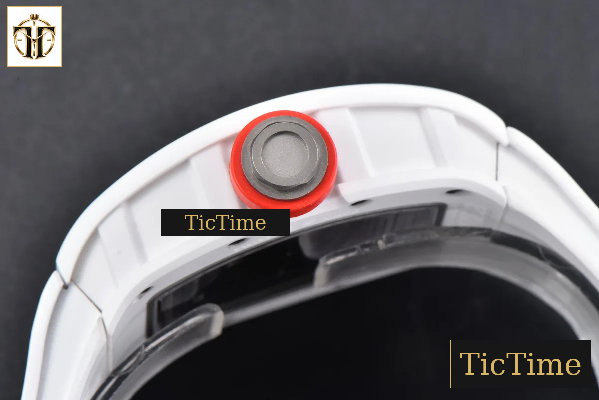 RM055 42.7mm BBRF White Ceramic Red Skeleton Dial White Rubber Strap RMUL2 — foto 16