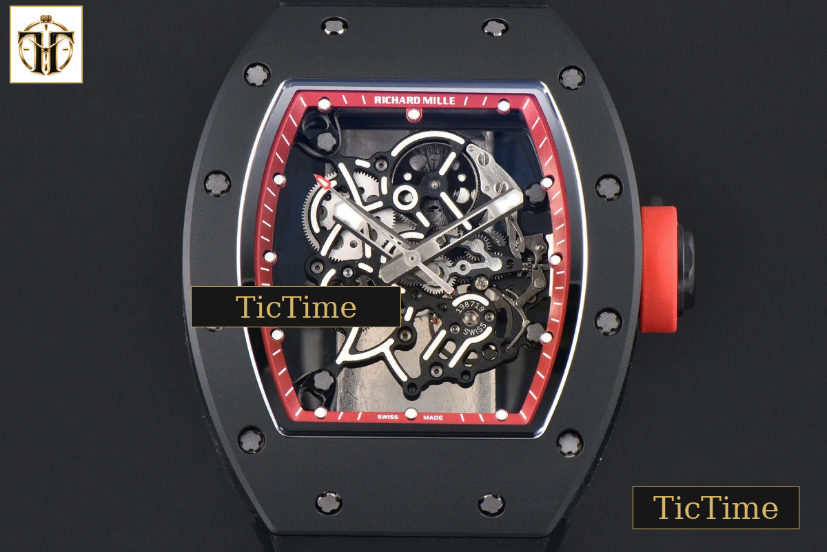 RM055 42.7mm ZF Ceramic Black Bezel Red Skeleton Dial Red Crown Black Rubber Strap RMUL2 — foto 5