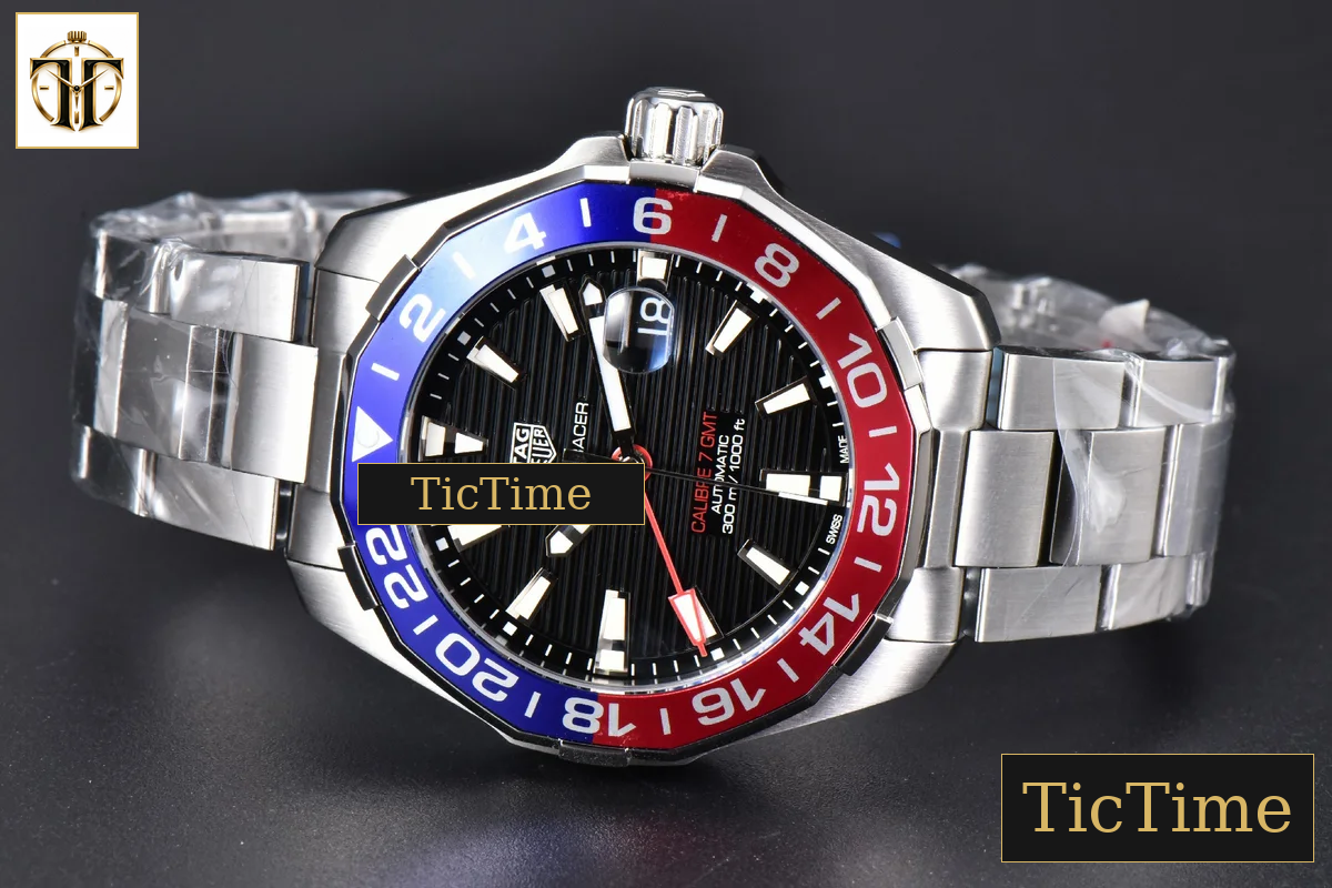 Aquaracer Calibre 7 GMT 43mm OF Blue/Red Bezel Black Dial Swiss SW200 — foto 14