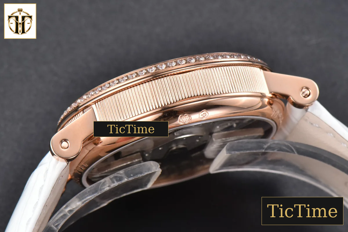 Tradition 7038BR 40mm ZF RG Diamond Gray Dial Silver Subdial White Leather Strap A505 — foto 13
