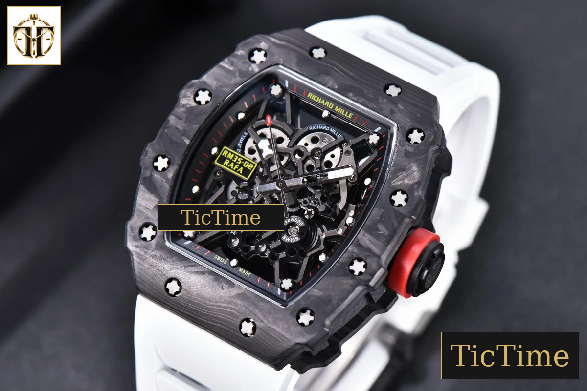 RM035-02 KVF Skeleton Dial Red White Rubber Strap V3 Miyota8215 — foto 4