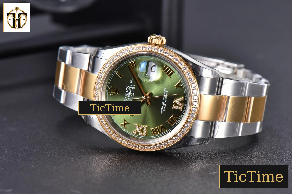 DateJust 36mm EWF SS/YG Green Dial Diamond Roma Marker Diamond Bezel Oyster Bracelet A3235 — foto 14