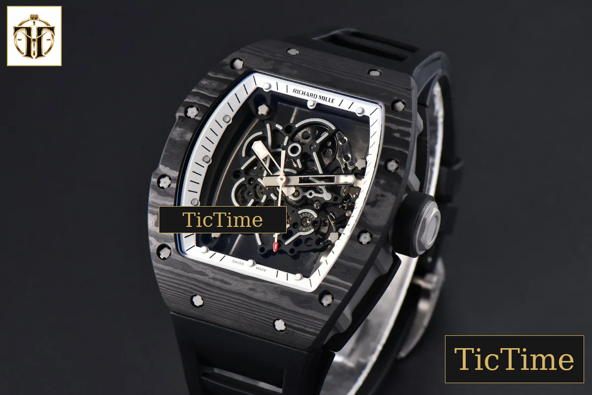 NTPT RM055 43mm ZF White Bezel Black Crown Black Rubber Strap V6 RMUL2 — foto 5