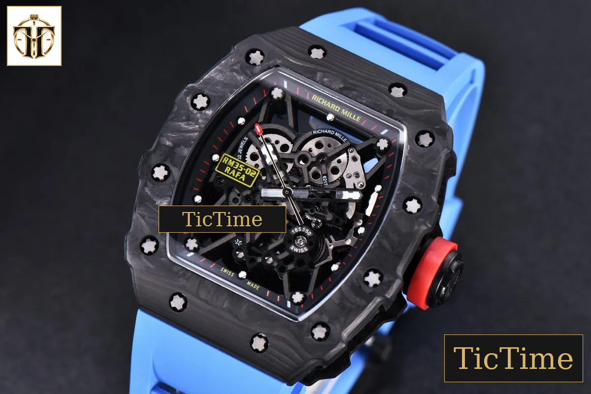 RM035-02 KVF Skeleton Dial Red Blue Rubber Strap V3 Miyota8215 — foto 4