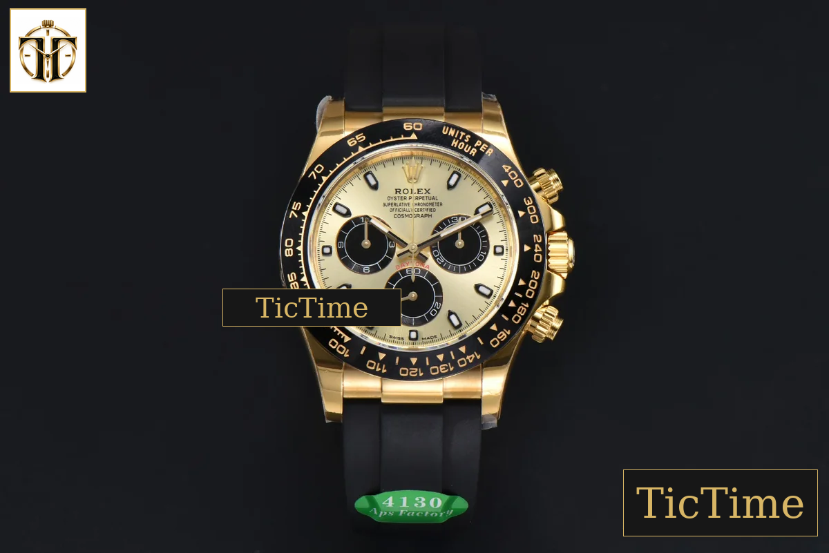 Daytona 116518 40mm APSF YG YG/Black Dial Ceramic Bezel Lume Marker Oysterflex Strap Tungsten Version SH4130 — foto 3