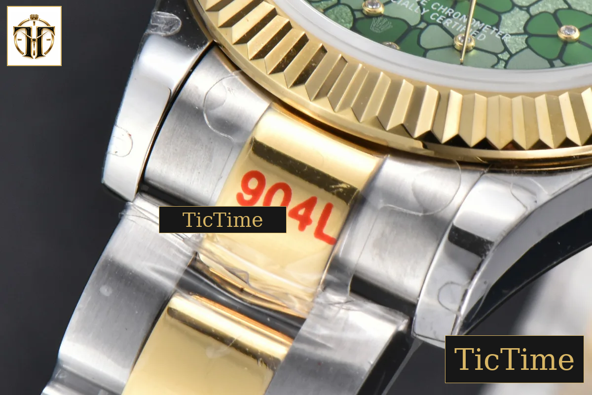 DateJust 904L 31mm GMF YG Fluted Bezel Green Flowers Dial Oyster Bracelet A2824 — foto 11