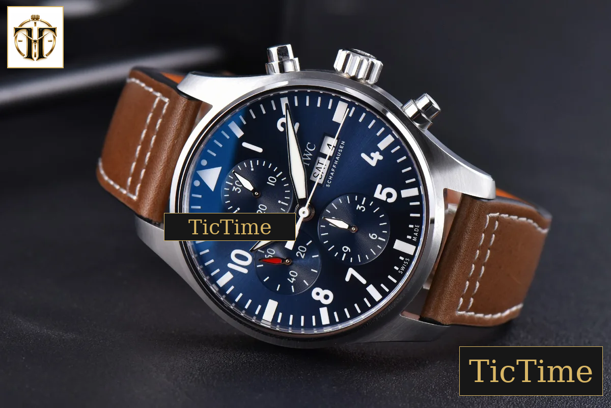 Pilot Chrono Spitfire IW377714 43mm ZF Blue Dial Brown Leather Strap A7750 — foto 4